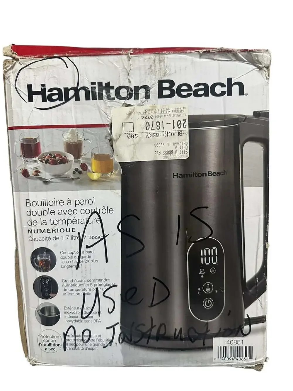 Hamilton Beach Digital Temperature-Control Electric Kettle 1.7L Black